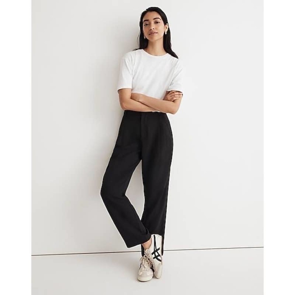Madewell Tall Pleated Tapered-Leg Pants in Easygoing Crepe Size 12Tall